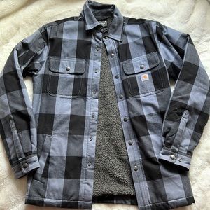 Carhartt men’s Relaxed Fit Heavyweight Flannel Sherpa Lined Jacket